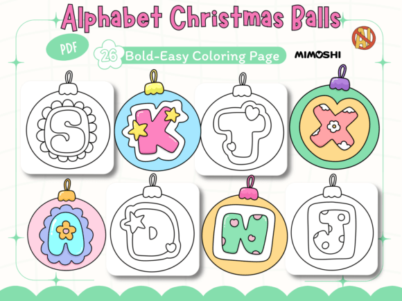 Alphabet Christmas Balls Coloring Pages