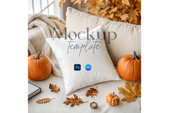 Autumn Pumpkin Pillow Mockup