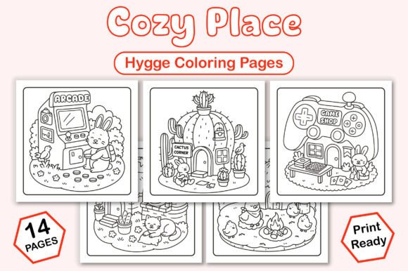 Cozy Place Hygge Coloring Pages Graphic by Happy Time · Creative Fabrica