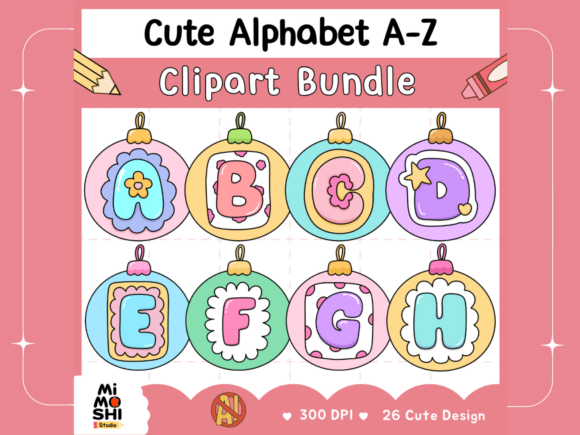 Cute Alphabet Clipart Bundle Christmas