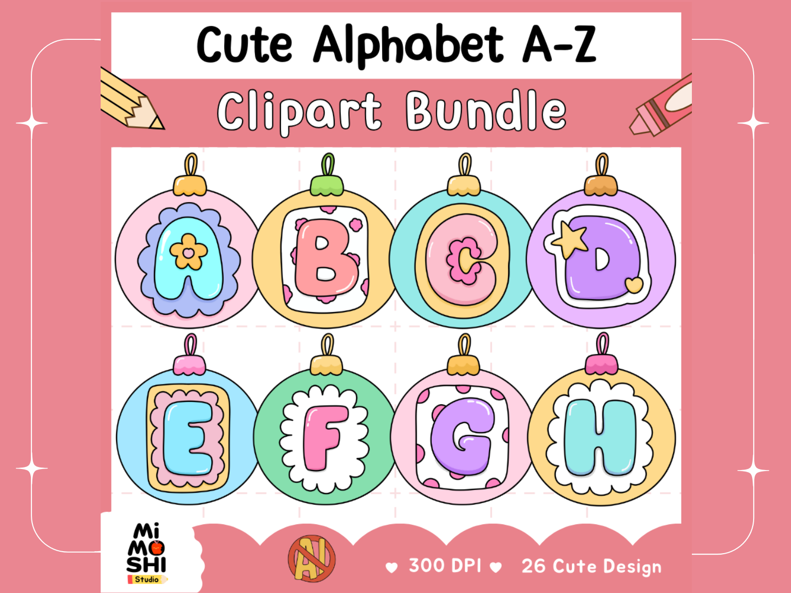 Cute Alphabet Clipart Bundle Christmas