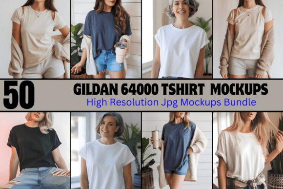 Gildan 64000 Tshirt Mockups Bundle