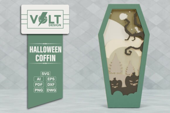 Halloween Coffin 3D SVG Multilayer File Graphic Crafts By VOLT_DESIGN