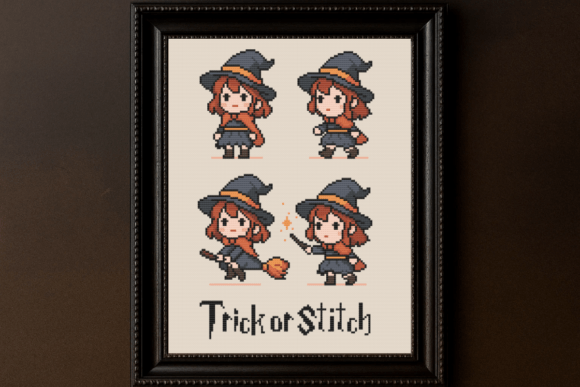 Halloween Witch Cross Stitch Pattern PDF