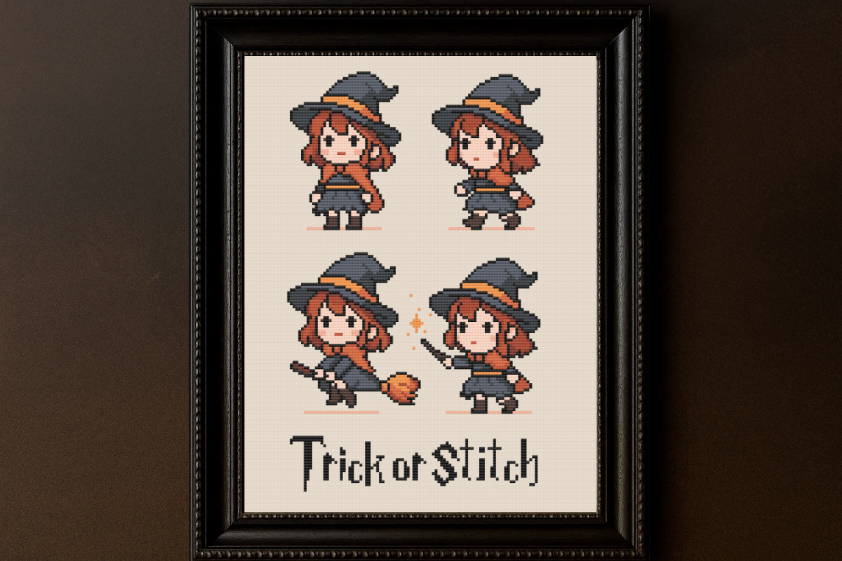Halloween Witch Cross Stitch Pattern PDF