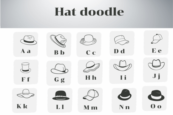 Hat Doodle Font PNG with transparent background - Preview 1
