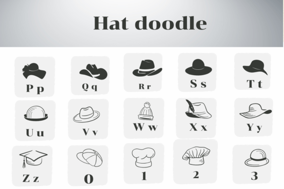 Hat Doodle Font PNG with transparent background - Preview 2