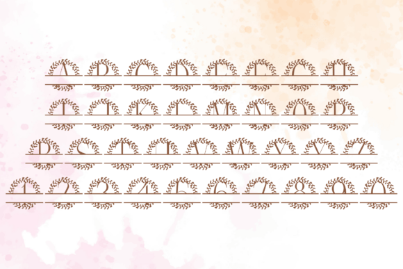 Herbalique Split Monogram Font PNG with transparent background - Preview 3