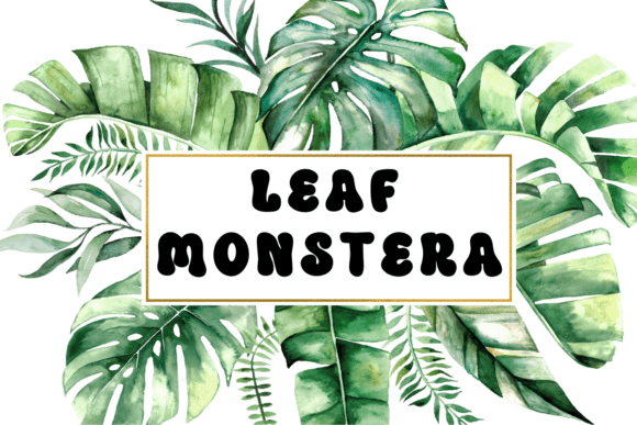 Leaf Monstera Font PNG with transparent background - Preview 2
