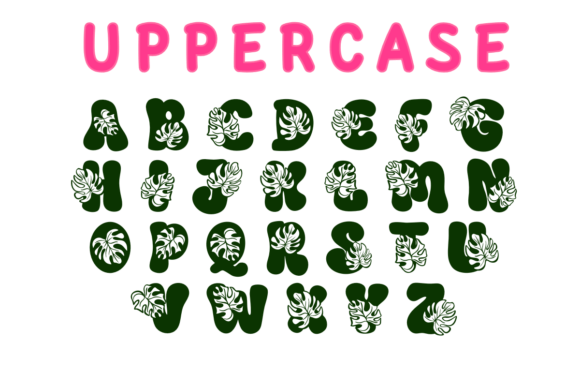 Leaf Monstera Font PNG with transparent background - Preview 3