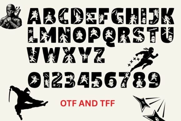 Ninja Warrior Font PNG with transparent background - Preview 1