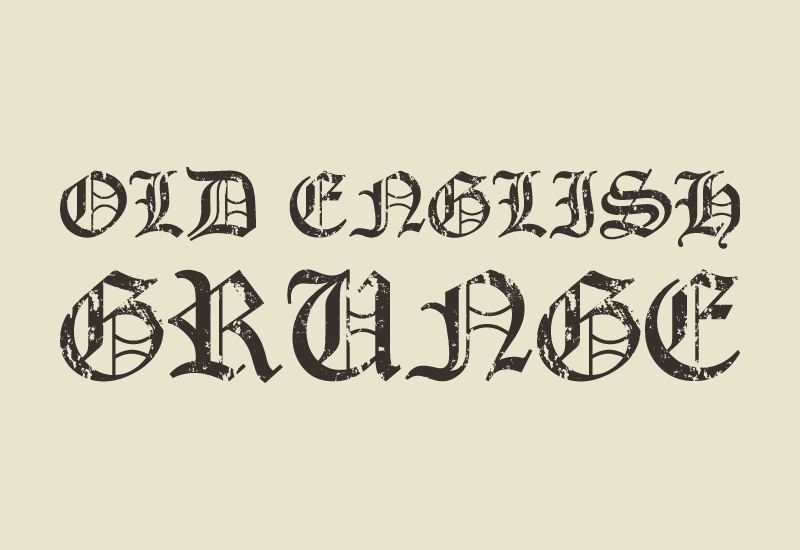 Old English Grunge font preview, distressed textured blackletter