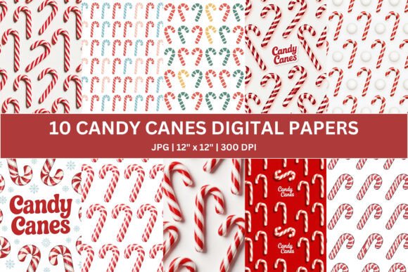 10 Candy Cane Digital Paper