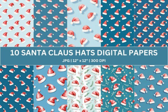 10 Santa Claus Hat Digital Paper