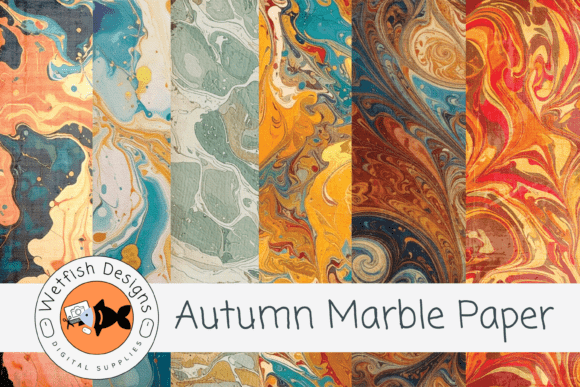 Autumn Marbled Papers 1