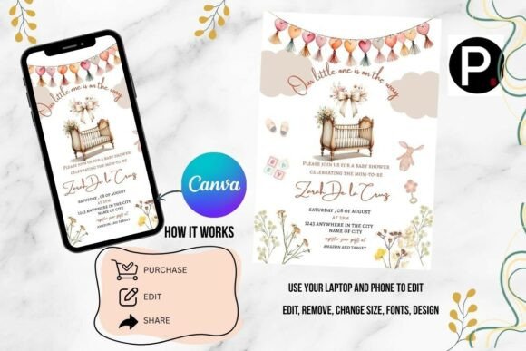 Baby Shower Cute Nursery Canva Editable