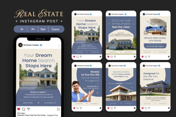 Beige Blue Real Estate - Instagram Post