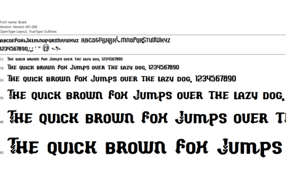 Braid Font PNG with transparent background - Preview 1