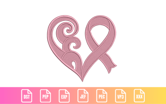 Breast Cancer Awareness Heart Ribbon