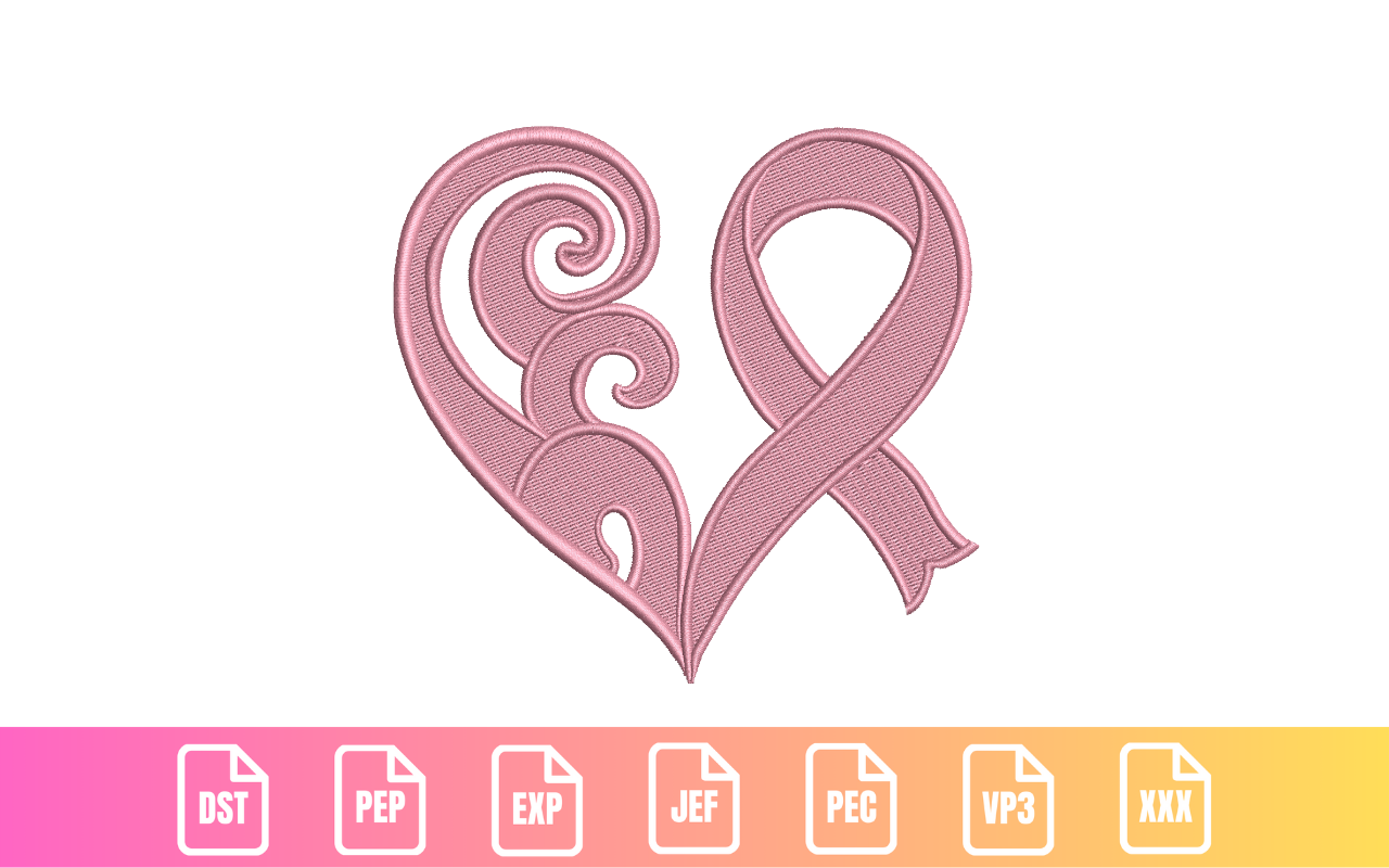Breast Cancer Awareness Heart Ribbon