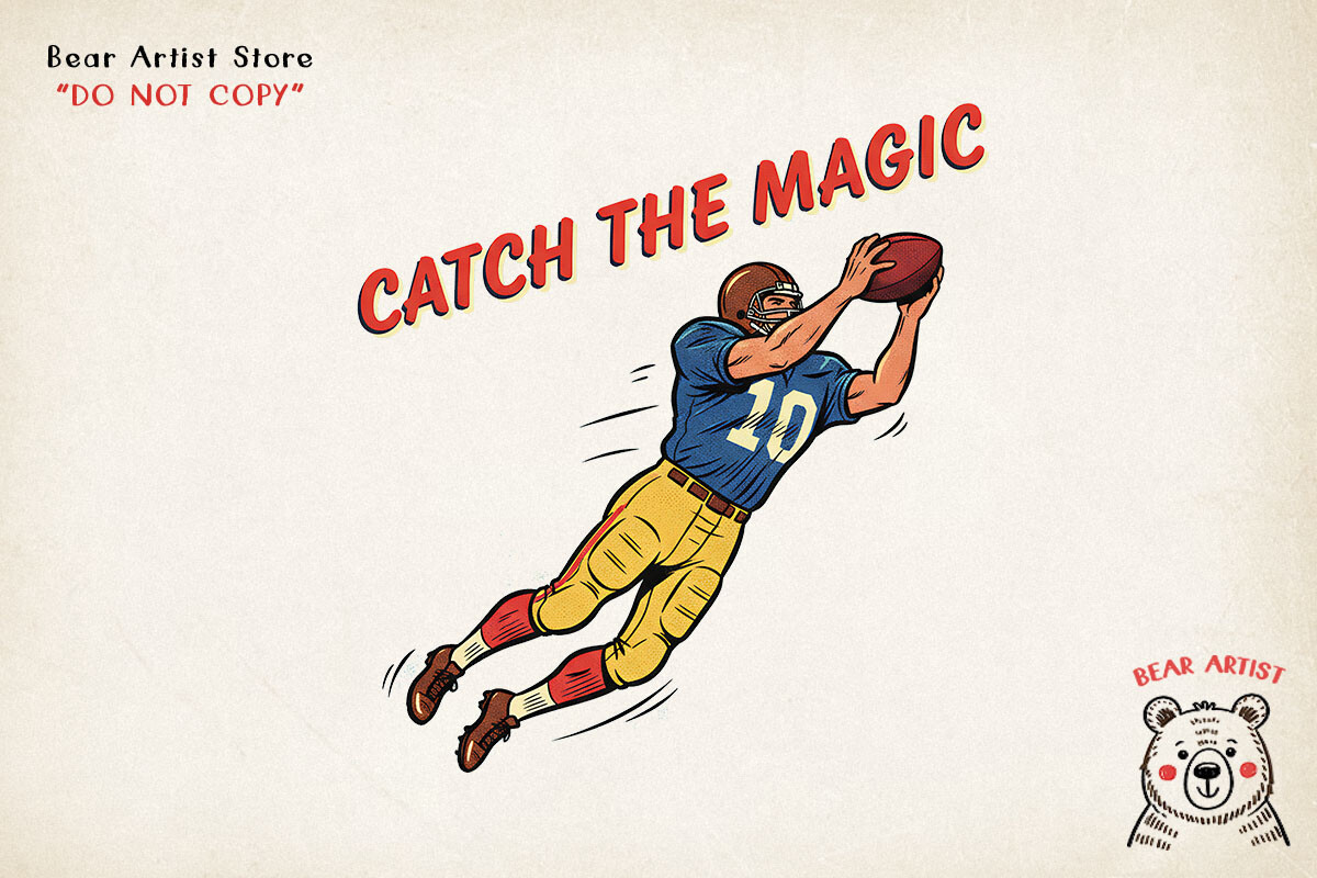 Catch the Magic, Retro Football PNG