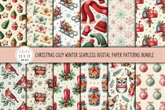 Christmas Cozy Winter Seamless Patterns