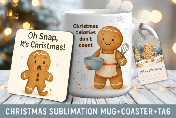 Christmas Sublimation Mug, Coaster, Tag