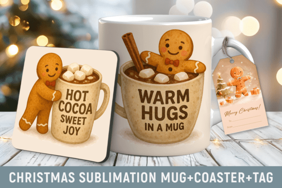 Christmas Sublimation Mug Wrap, Coaster