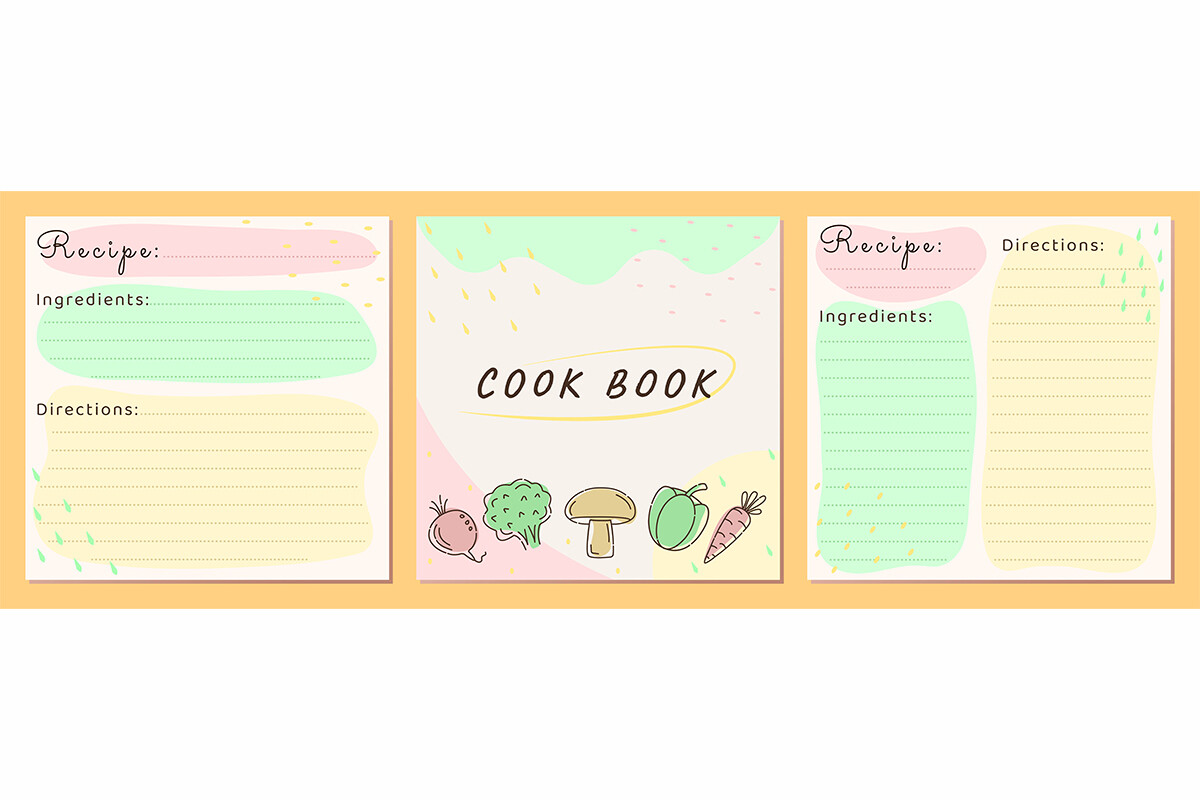 Cook Book Template Cards