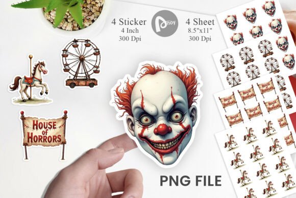 Creepy Carnival Stickers PNG Grafik Etiketten & Sticker Von Artnoy