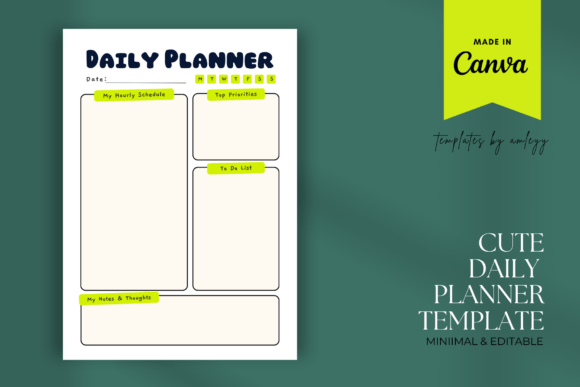 Cute Daily Planner Canva Template Graphics