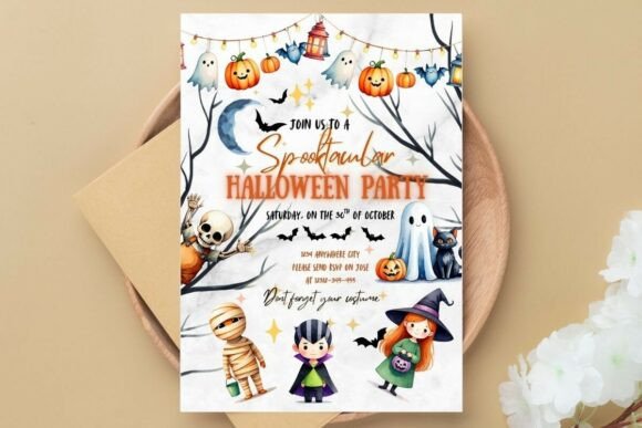 Cute Halloween Canva Invite Editable