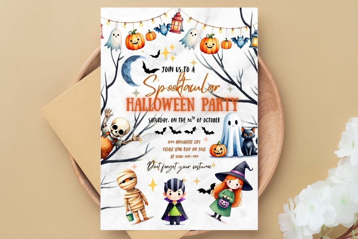 Cute Halloween Canva Invite Editable