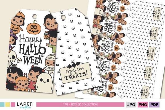 Kawaii Halloween Party Favor Tags for Kids