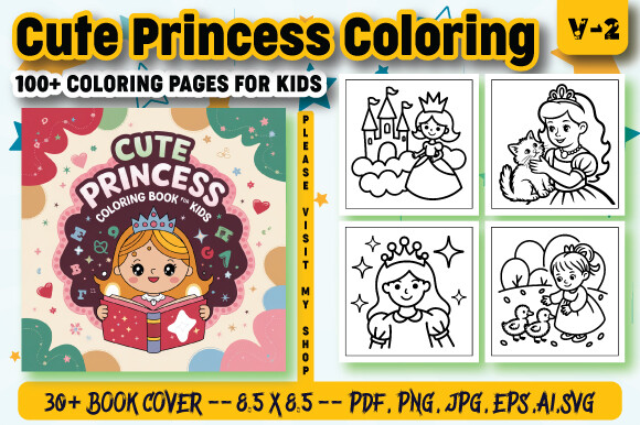 Cute Princess Coloring Book for Kids V-1
