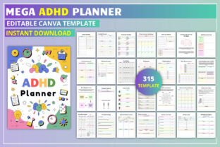 Editable Mega ADHD Planner KDP Interior Graphic by KDP GALLERY ...