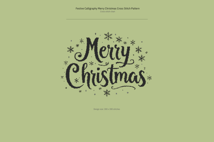Festive Calligraphy Merry Christmas Cross