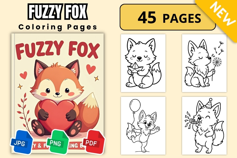 Fuzzy Fox Coloring Pages for Kids