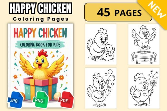 Happy Chicken Coloring Pages Book