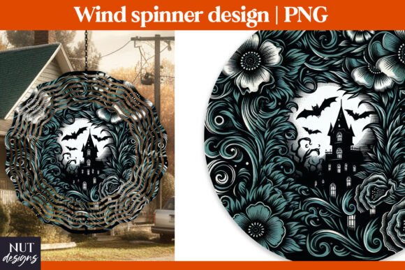 Haunted House Wind Spinner PNG Gráfico Artesanato Por natalia.kurtidi