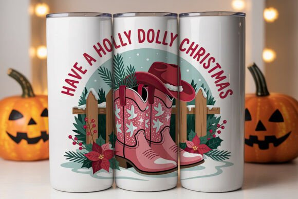 Holly Dolly Christmas 20oz Tumbler Wrap