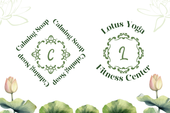 Lotus Wedding Monogram Font PNG with transparent background - Preview 3