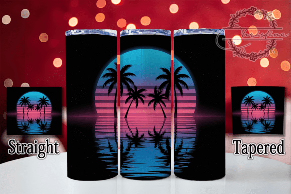 Miami Neon Sunset Palm Tumbler Wrap