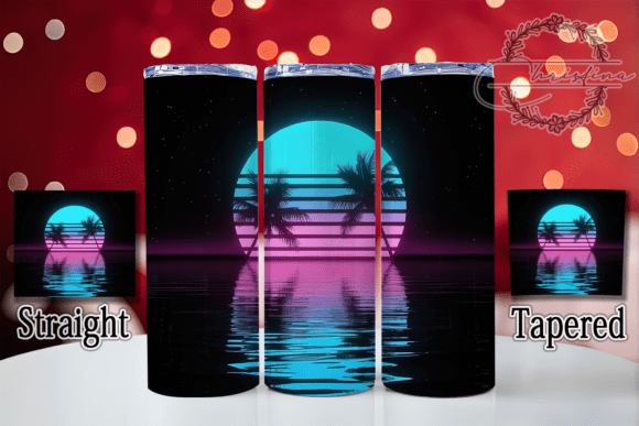 Miami Neon Sunset Palm Tumbler Wrap