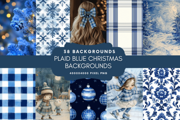 Plaid Blue Christmas Backgrounds