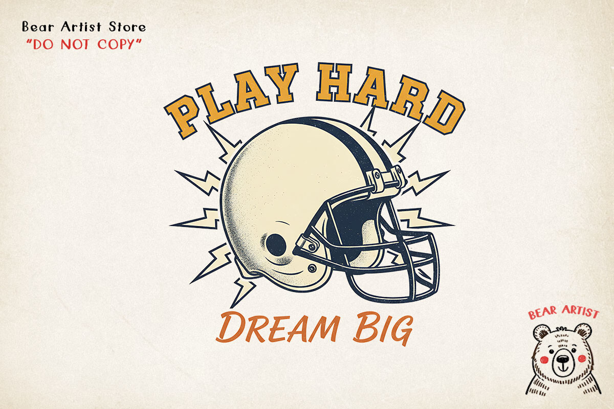 Play Hard Dream Big, Retro Football PNG