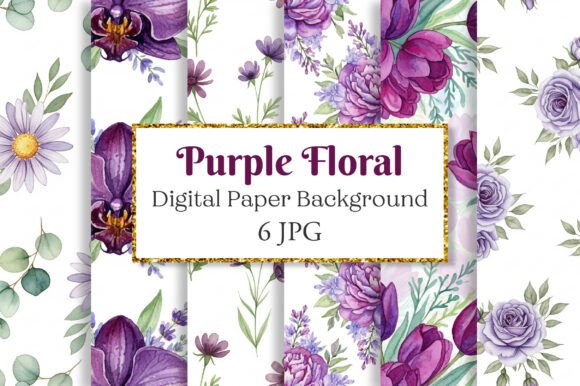 Purple Floral Pattern Digital Paper