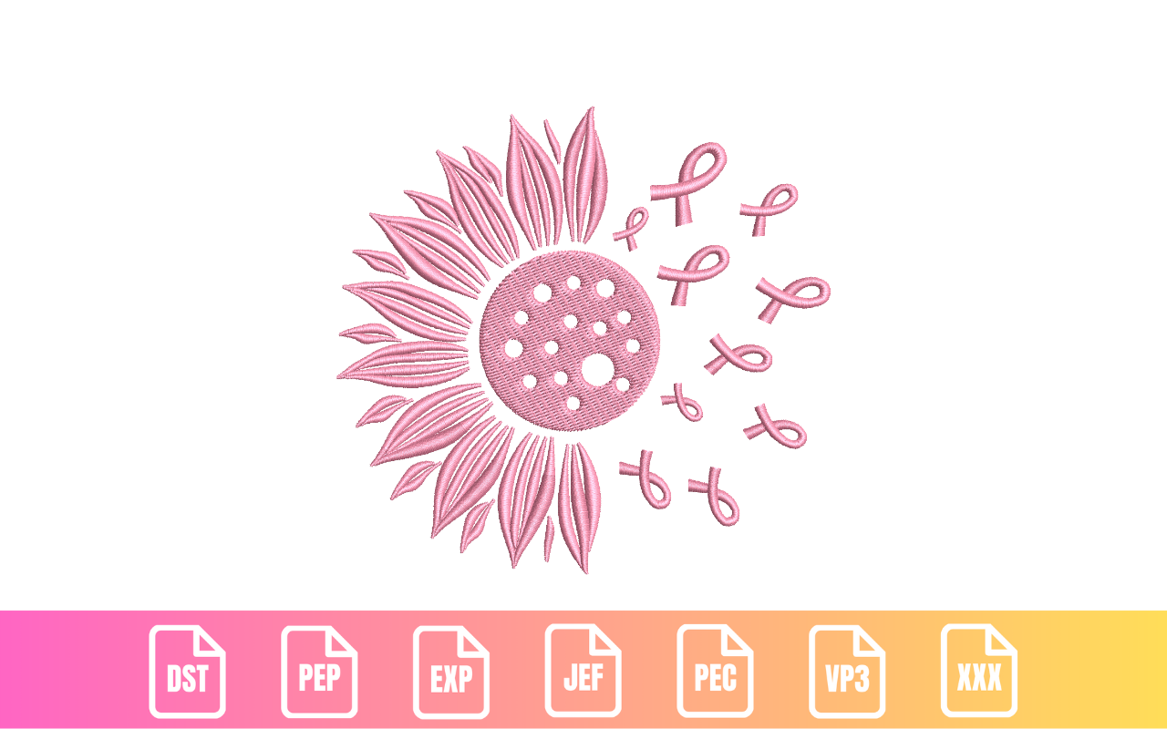 Sunflower Breast Cancer Awareness Ribbon