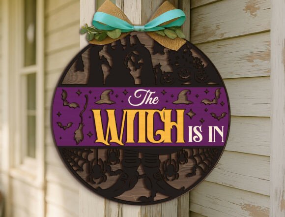 The Witch Is In Halloween Door Sign