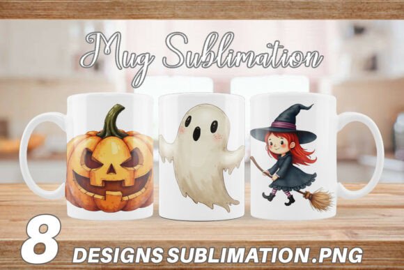 Vintage Halloween Mug Wrap Png Graphics